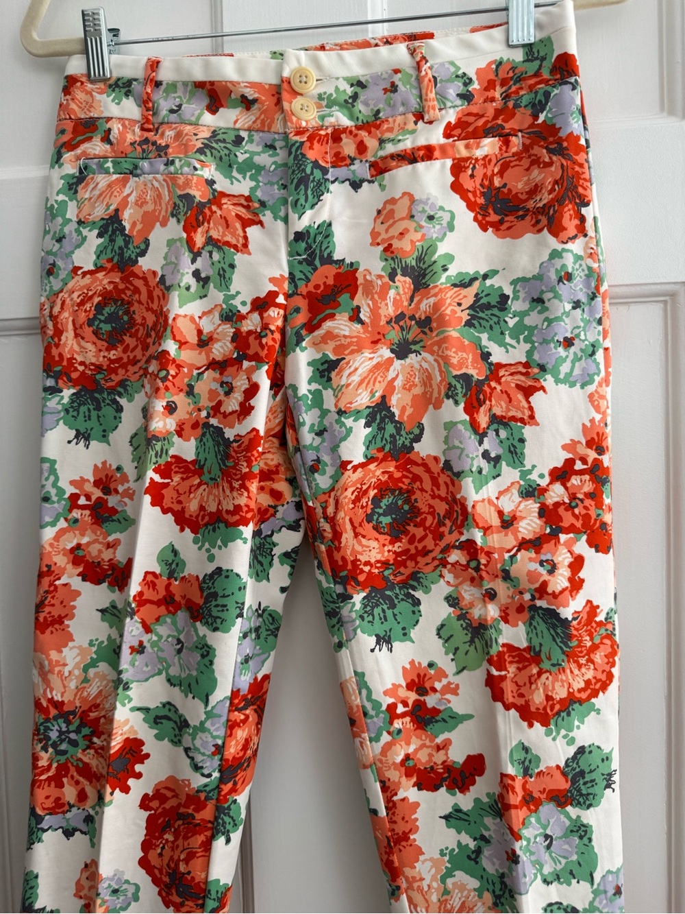 Cartonnier coral green floral short ankle pants - Women’s Size 2 - Picture 3 of 7